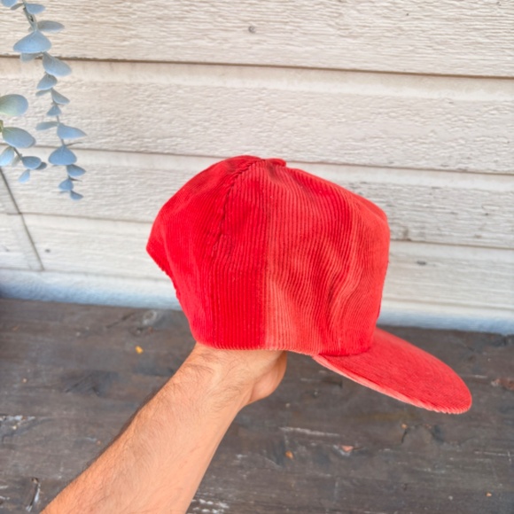 Vintage MASSEY FERGUSSON trucker hat corduroy red PATCH snapback - Picture 3 of 5